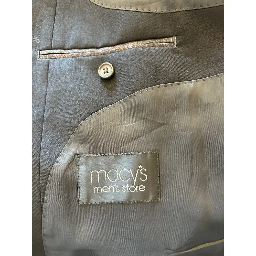 Ralph Lauren Macys 44‎ Men’s 100% Wool 2-Button Blazer Sport Suit Jacket Black
